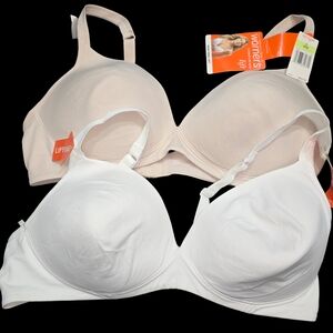 2 Warner's Lifting Bras - White and Tan